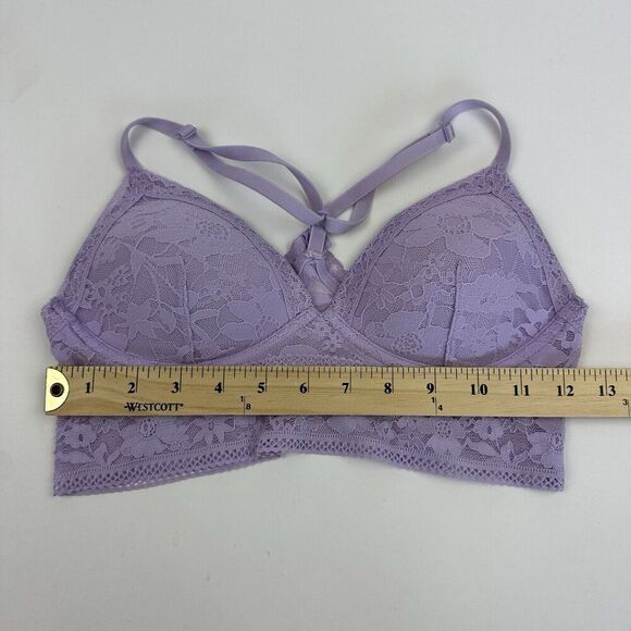 Victorias Secret Bra Purple Push-Up Bralette Lace Racerback Longline Size S - Picture 7 of 7
